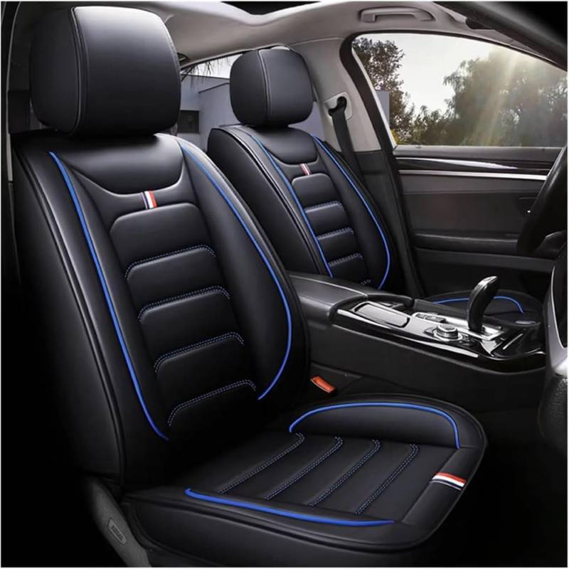 HBDTNTKF Auto Sitzbezüge Für Mitsubishi Outlander ASX Pajero, Leder Autositzbezüge Sitzschoner Vorne Hinten Wasserdicht Verschleißfest Sitzauflage Innere Accessories,C/Black-Blue von HBDTNTKF