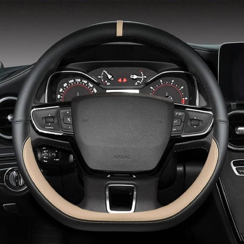 Lenkradbezug Für Mitsubishi Eclipse Cross 2021-2024, Leder Lenkradschutz Anti-Rutsch Atmungsaktives Verschleißfest Lenkradhülle Auto Lenkrad Innere Zubehör,F-D von HBDTNTKF