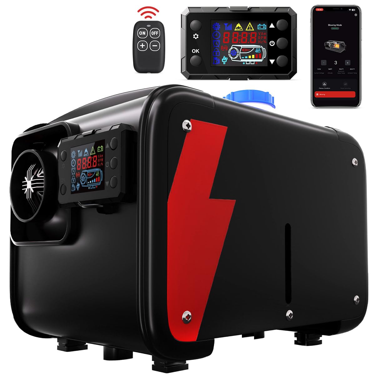HCALORY 8kW Luft Dieselheizung,12 V/24 V 0,15–0,44 L/Std Diesel Standheizung mit Bluetooth APP & LCD-Display, Tragbare Air Diesel Heizung für Wohnmobile, LKW, Garage HCALORY 8kW Luft Dieselheizung,12 V/24 V 0,15–0,44 L/Std Diesel Standheizung mit Bluetooth APP & LCD-Display, Tragbare Air Diesel Heizung für Wohnmobile, LKW, Garage von HCALORY