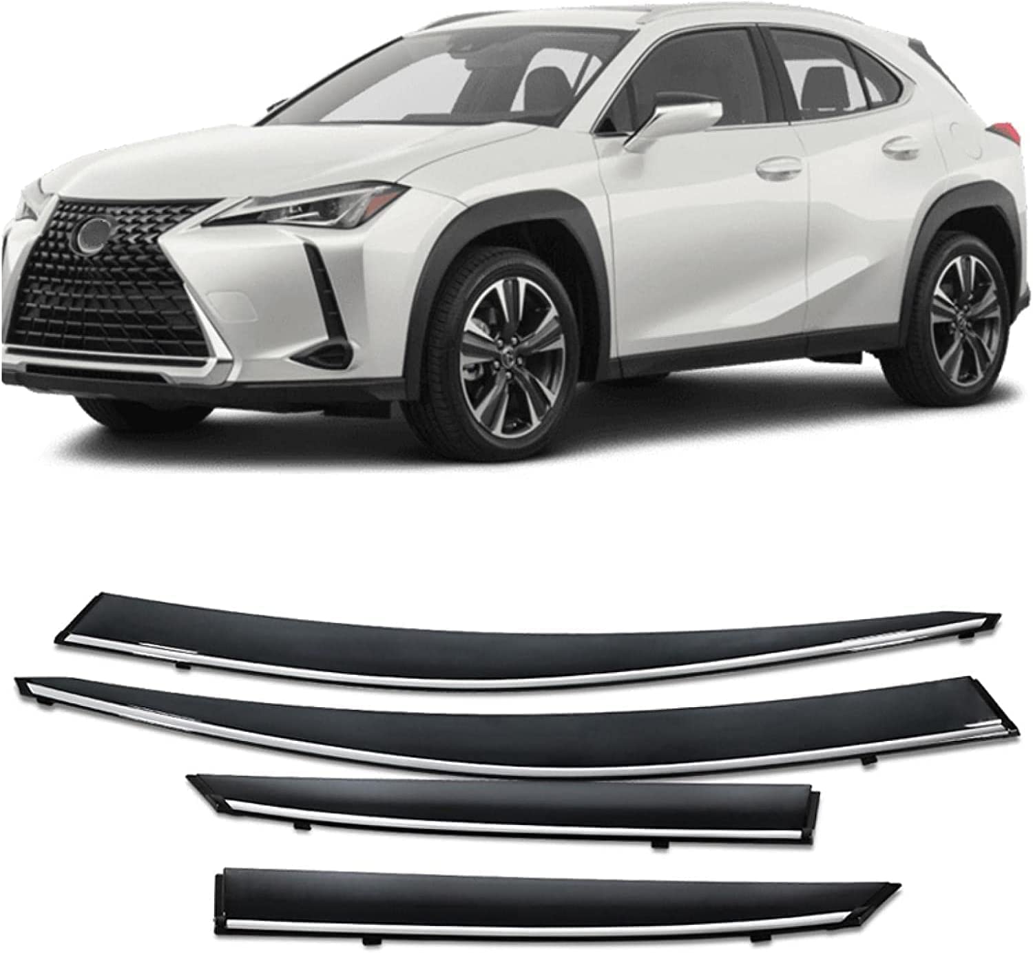 HCGLED 4 stück Auto Seitenfenster Abweiser Visiere Für Lexus UX UX200 UX250H 2019-2021 Visier Schutz Vent Markisen Unterstände Regenschutz Tür Ventvisor von HCGLED
