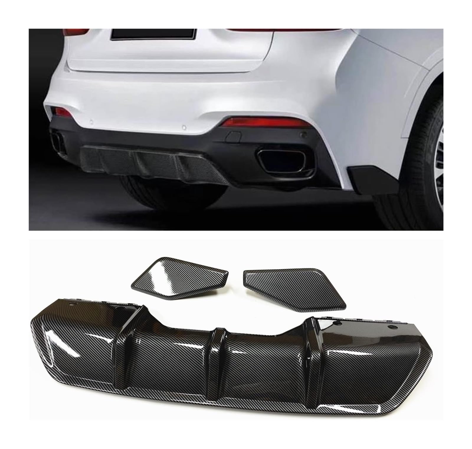 Heckspoiler Flügellippe Für B&MW X6 F16 2015-2019 Auto Spoiler Platte Heckstoßstange Diffusor Lippe Seitenform Splitter Abdeckung Verkleidung Auto Heckspoiler Heckflügel(Carbon texture) von HCKCLMBMZW