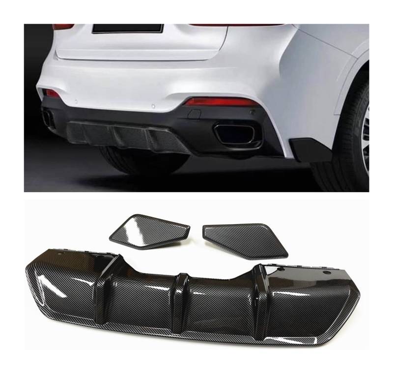 Heckspoiler Flügellippe Für B&MW X6 F16 2015-2019 Auto Spoiler Platte Heckstoßstange Diffusor Lippe Seitenform Splitter Abdeckung Verkleidung Auto Heckspoiler Heckflügel(Carbon texture) von HCKCLMBMZW