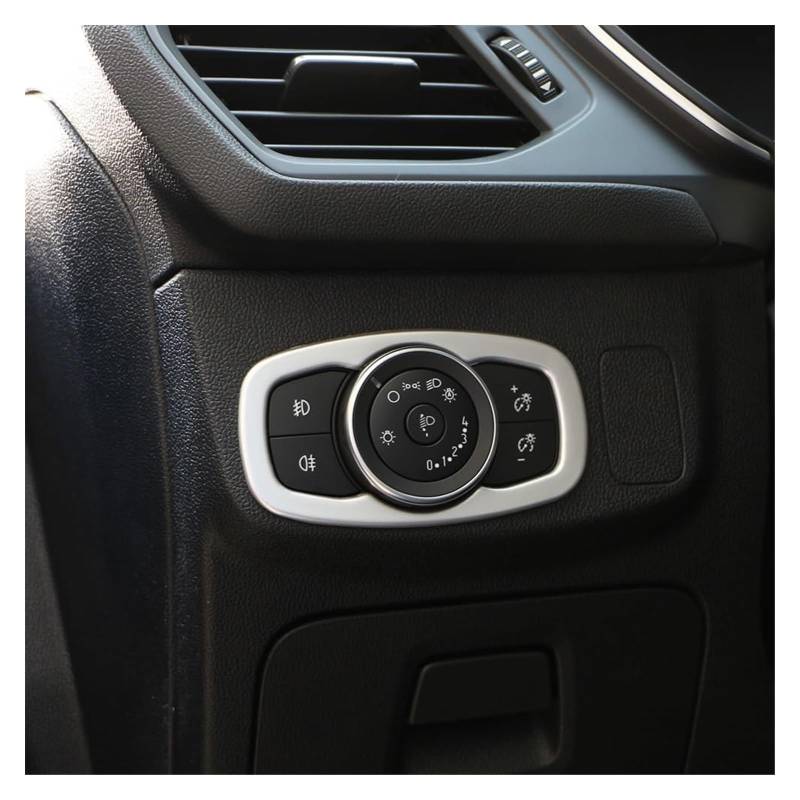 Interieur Dekor Für Focus 2019 Auto Styling Auto Scheinwerfer Schalter Rahmen Abdeckung Trim Kopf Lampe Knopf Aufkleber(Style 1 Silver) von HCKCLMBMZW