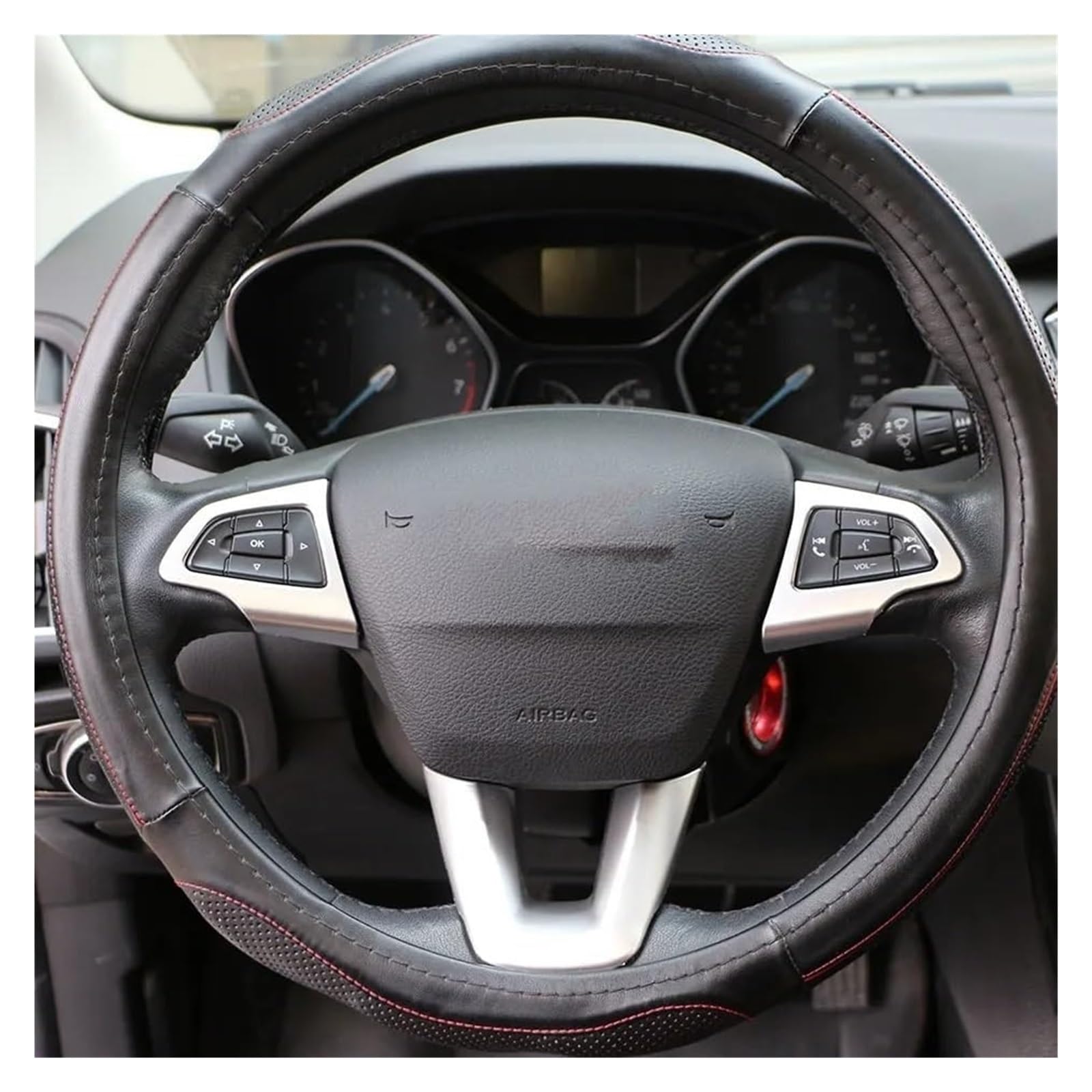 Interieur Dekor Für Focus 3 MK3 2015-2018 Auto-Stil Innenausstattung Lenkrad Coration Molding Rahmenabdeckung Trim Auto Innenraum Aufkleber(Chrome Silver) von HCKCLMBMZW