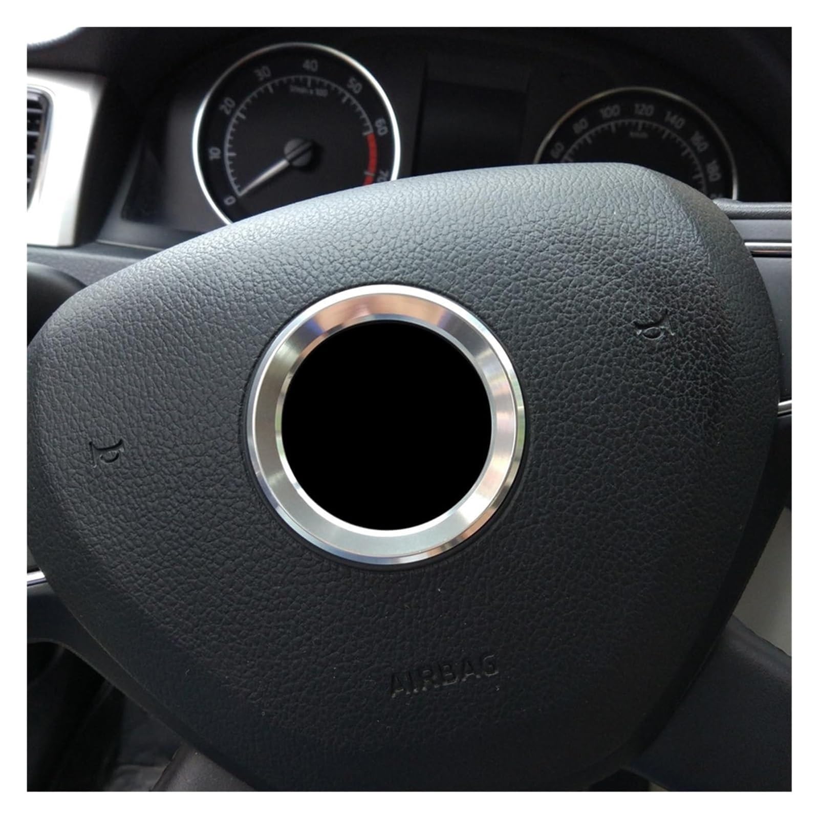 Interieur Dekor Für Octavia 2 A5 A7 Für Rapid Für Fabia Für Superb Lenkrad Logo Embleme Ring Aufkleber Auto Styling Innenausstattung(Silber) von HCKCLMBMZW