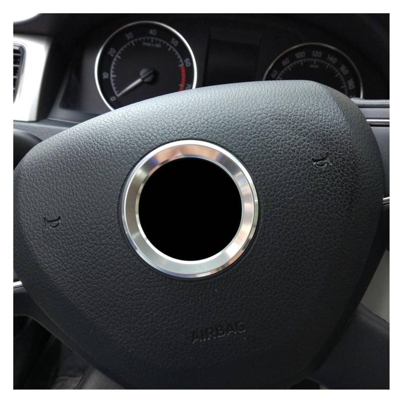 Interieur Dekor Für Octavia 2 A5 A7 Für Rapid Für Fabia Für Superb Lenkrad Logo Embleme Ring Aufkleber Auto Styling Innenausstattung(Silber) von HCKCLMBMZW