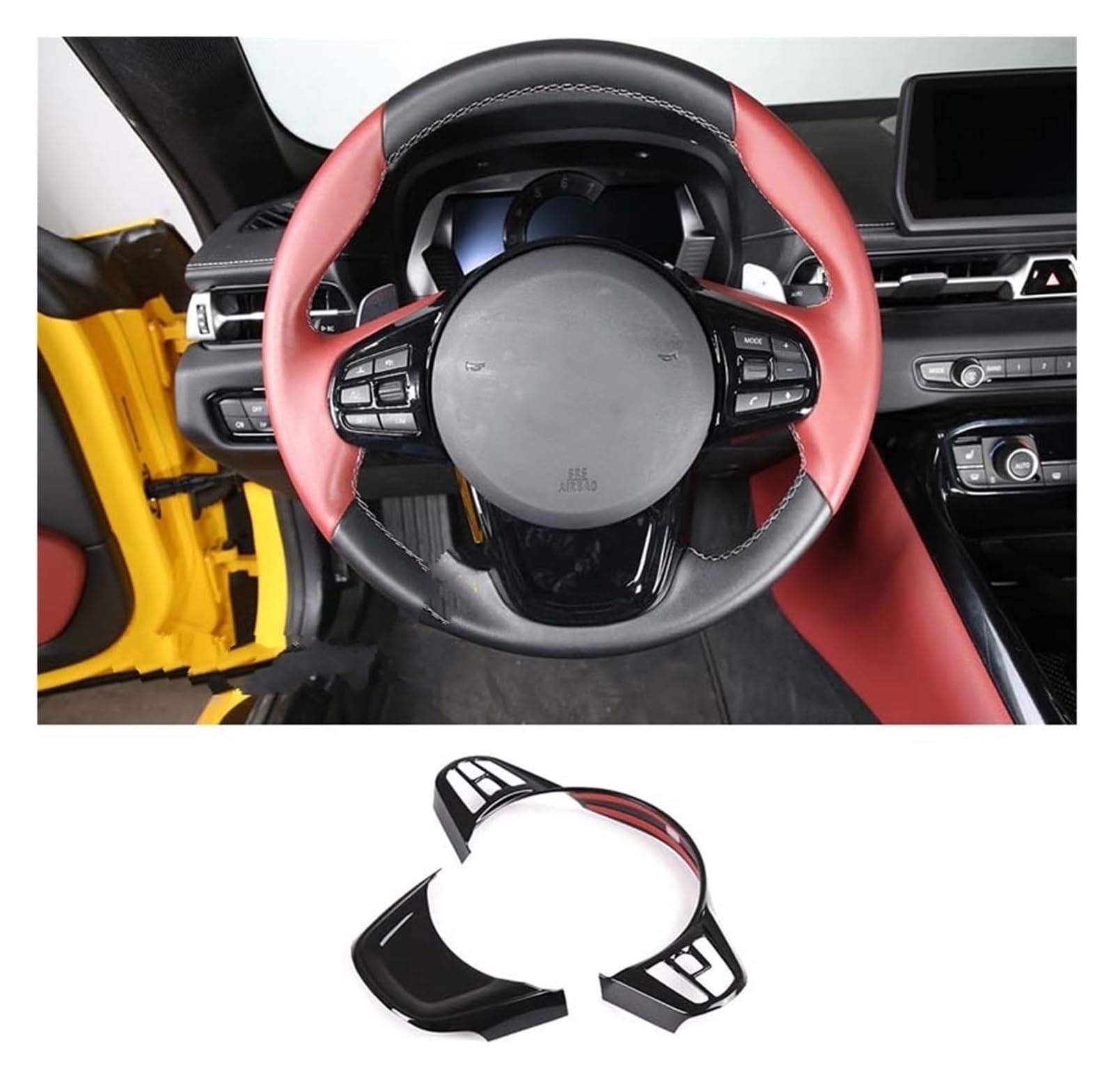Interieur Dekor Für T&oyota GR Für Supra MK5 A90 A91 2019-2022 ABS Auto Stil Zubehör Lenkrad Trim Abdeckung Rahmen Aufkleber Auto(Piano Black) von HCKCLMBMZW