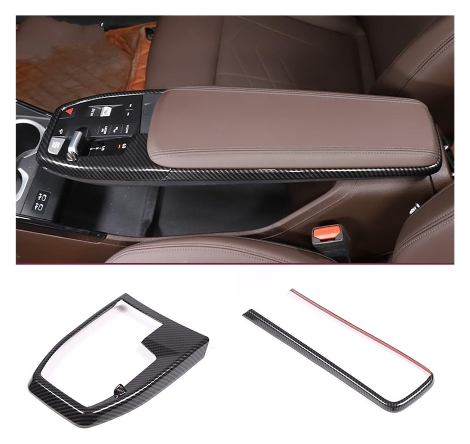 Interieur Dekor Für X1 U11 2023 2024 Auto Mittelarmlehne Box Rahmen Abdeckung Dekoration Auto Innen Zubehör(2PCS Carbon Fiber) von HCKCLMBMZW