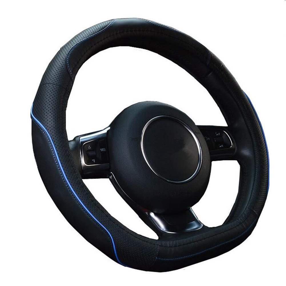 HCMAX D Typ Fahrzeug Lenkradabdeckung Auto Lenkradschutz D-Form Durchmesser 38cm (15 ") Echtleder von HCMAX