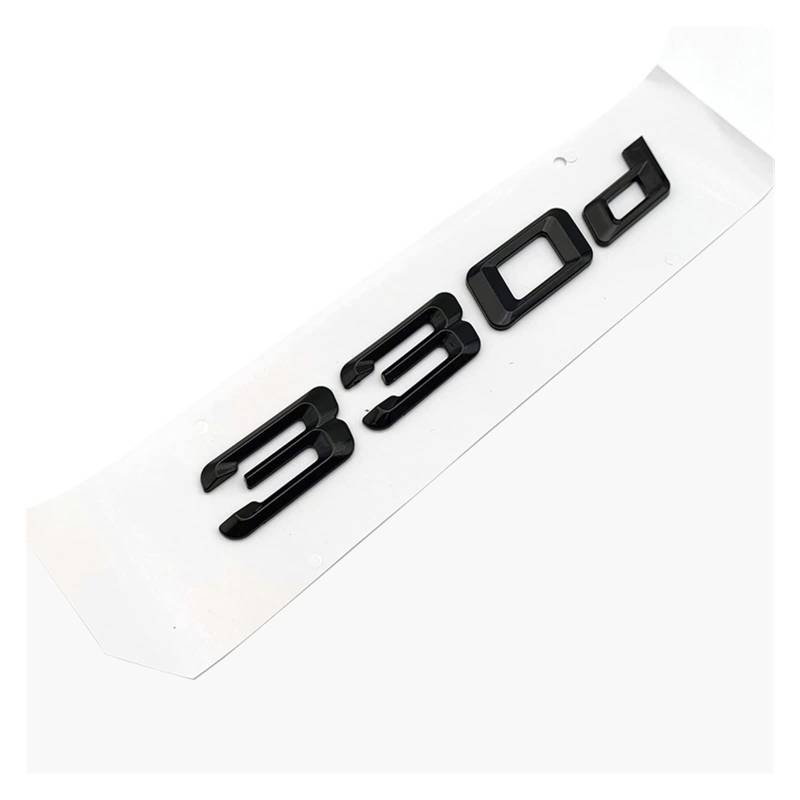 HCZION 3D ABS Chrom Buchstaben schwarz Auto Kofferraum Abzeichen Aufkleber Emblem 330i 330d Logo passend for BMW E46 E90 E91 E30 F30 Autozubehör Auto Emblem Briefe (Color : 330d Glossy Black) von HCZION