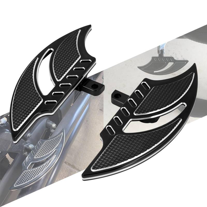 HCmotorku Motorrad Beifahrer Fußbretter Hintere Dielen Male Mount Fußrasten CNC Cut Fit Für Harley Sportster Touring Road King Road Glide Electra Street Dyna Schwarz von HCmotorku