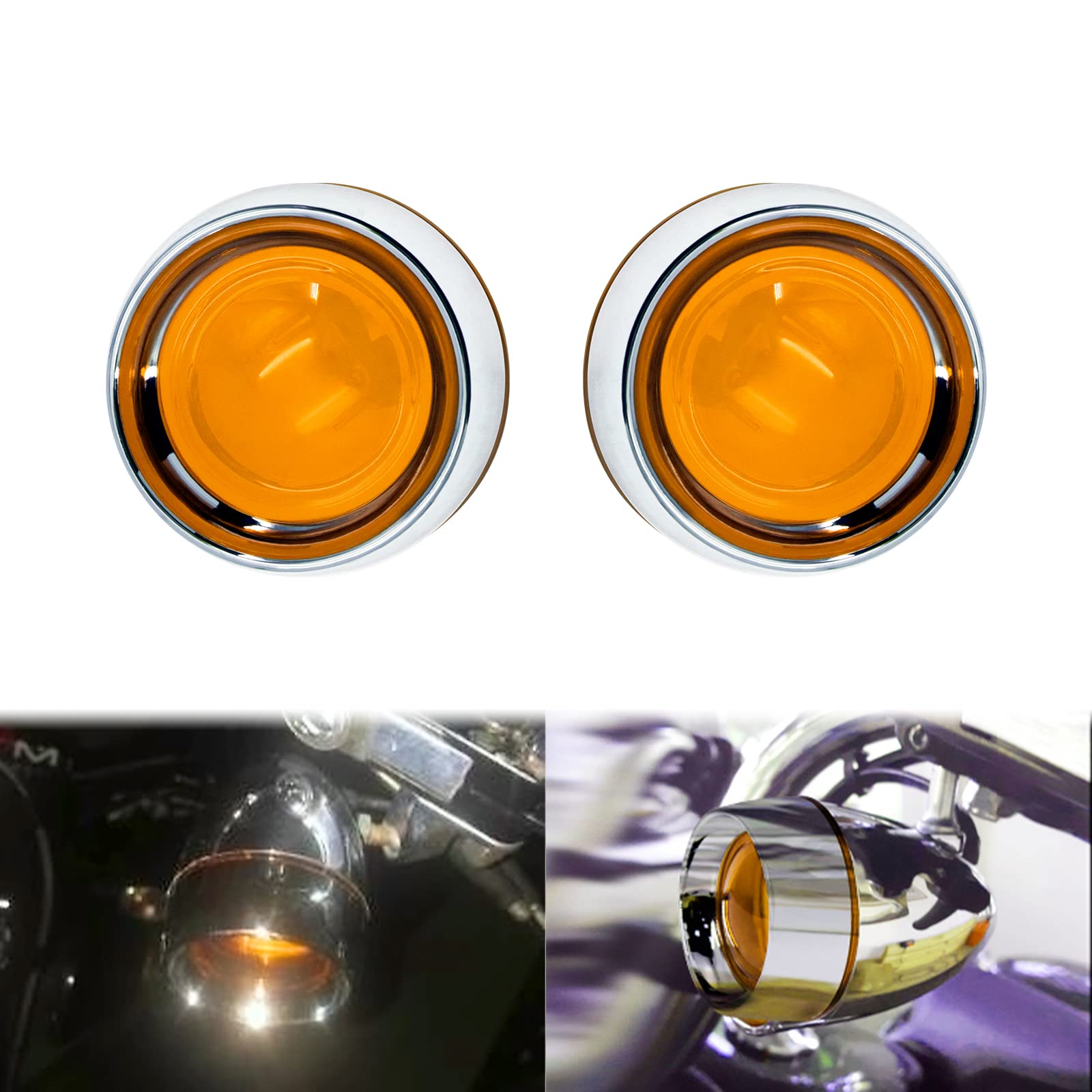 HCmotorku Motorrad-Blinker-Objektivabdeckung Bullet Einfassungen passend für Harley Touring Road King Street Glide Sportster Softail Dyna 2000-2023 2 Stück Chrom & Bernstein HCmotorku Motorrad-Blinker-Objektivabdeckung Bullet Einfassungen passend für Harley Touring Road King Street Glide Sportster Softail Dyna 2000-2023 2 Stück Chrom & Bernstein von HCmotorku