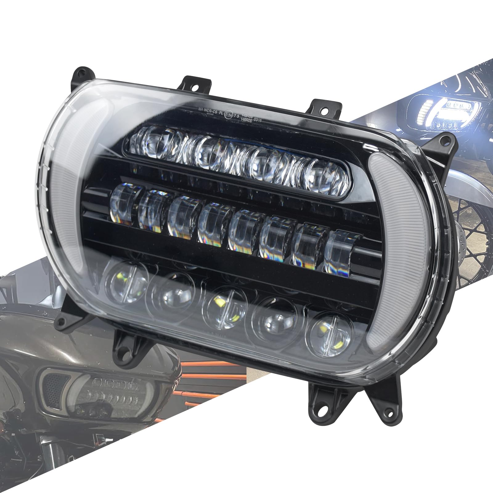 HCmotorku Motorrad-LED-Scheinwerfer mit Fern- und Abblendlicht, Blinker, Tagfahrlicht, Seitenlichter, passend für Harley Road Glide FLTRX FLTRU 2015–2024, Schwarz HCmotorku Motorrad-LED-Scheinwerfer mit Fern- und Abblendlicht, Blinker, Tagfahrlicht, Seitenlichter, passend für Harley Road Glide FLTRX FLTRU 2015–2024, Schwarz von HCmotorku