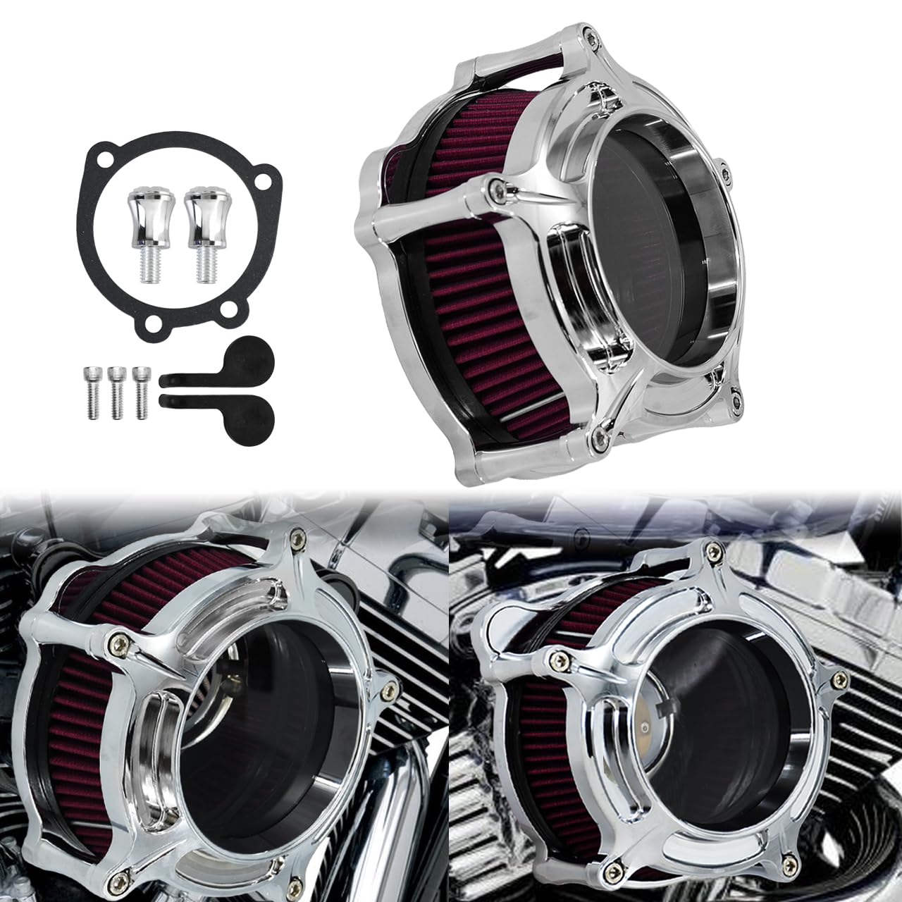 HCmotorku Motorrad Luftfilter Motorrad Luftfilter Ansaugfilter Kompatibel mit Harley Sportster Luftfilter 883XL 48 1200 XL 2004-2024 Chrom + Rot HCmotorku Motorrad Luftfilter Motorrad Luftfilter Ansaugfilter Kompatibel mit Harley Sportster Luftfilter 883XL 48 1200 XL 2004-2024 Chrom + Rot von HCmotorku