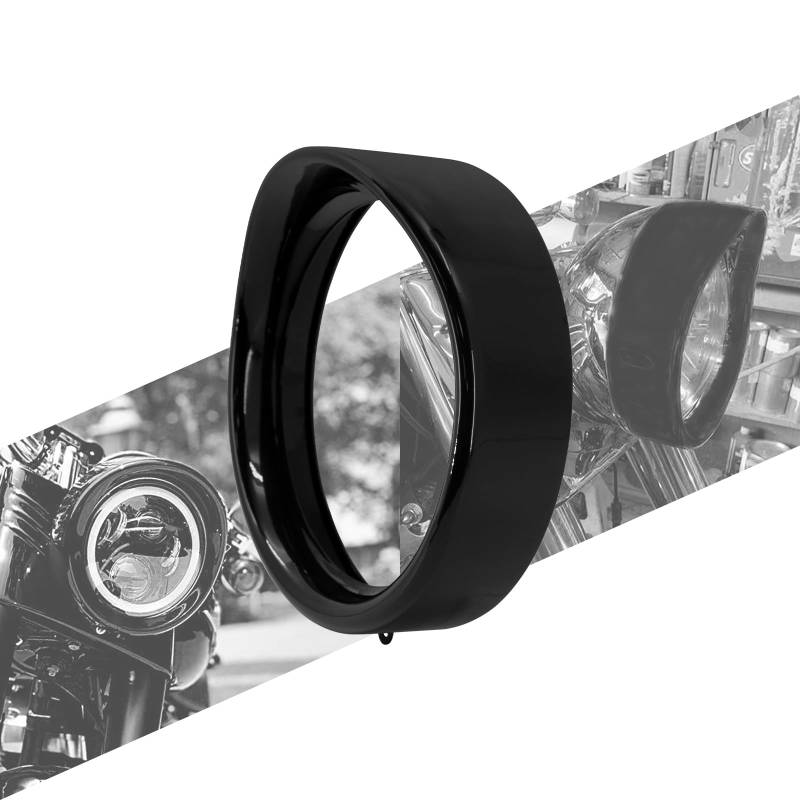 HCmotorku Motorrad-Scheinwerfer-Verkleidung, Visierring, Motorrad-Blende, Visierabdeckung, Lampenverkleidung, Ring, passend für Harley Softail FLS FLST FLSTF FLSTN 1994-2017 FLRT 2015-2023, Schwarz von HCmotorku