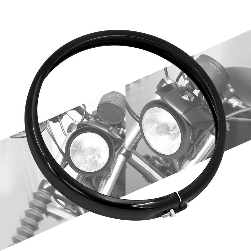 HCmotorku Motorrad-Scheinwerfer-Verkleidungsring Kompatibel mit Harley Softail FXST Street Bob FXBB 107 114 Softail FXBBS 2018 2019 2020 2021 2022 2023 2024 Schwarz von HCmotorku