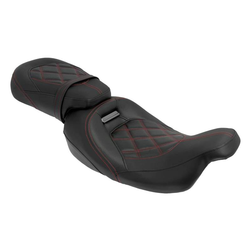 HCmotorku Motorräder Fahrer- und Beifahrersitz Zwei-Up-Sitz Ledersitz Pillion für Harley Touring Road King Road Glide Street Electra Ultra Classic 2009-2023 Rote Nähte von HCmotorku