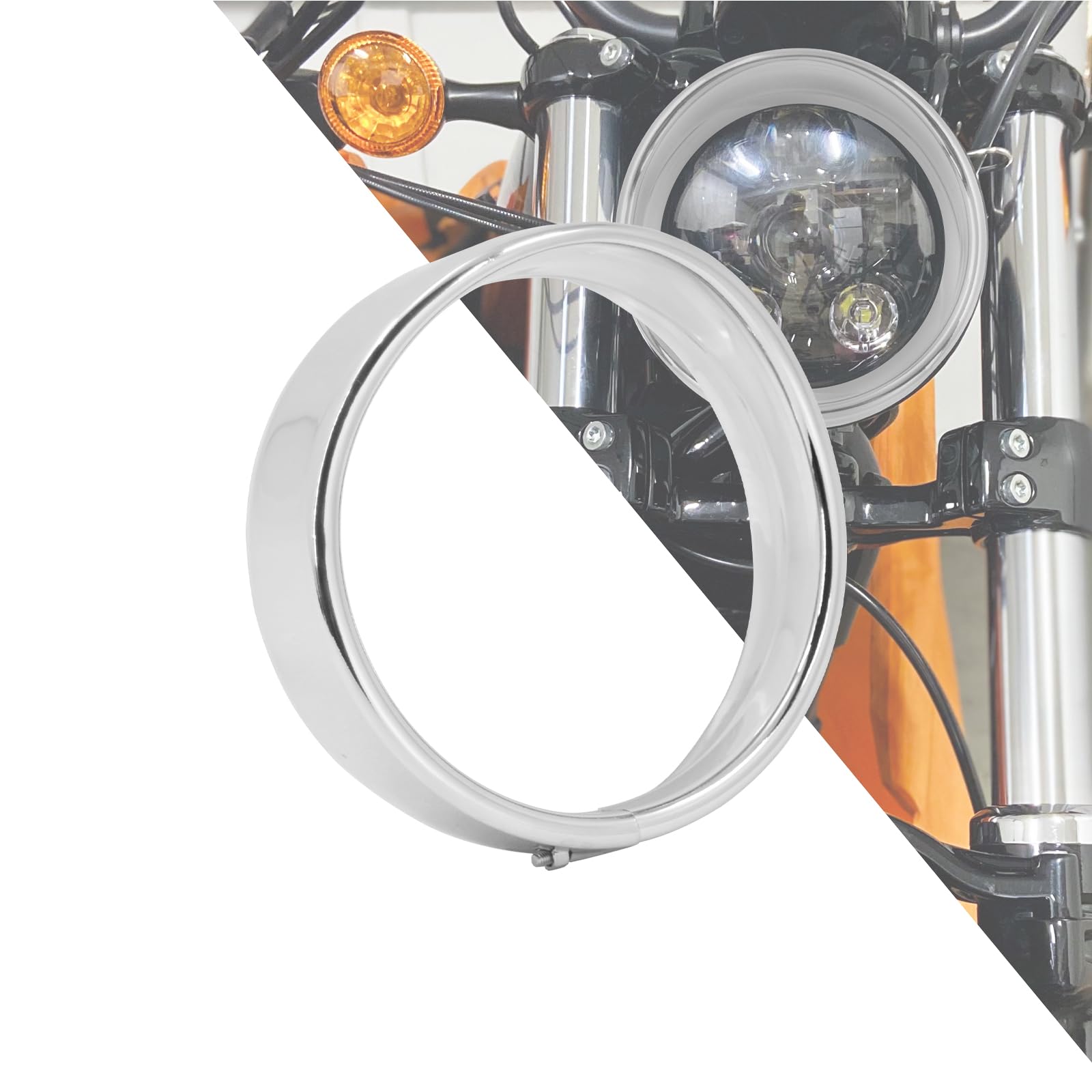 HDBUBALUS 14,6 cm Visier-Stil Scheinwerfer Trim Ring für Harley 5 3/4 Zoll LED Scheinwerfer Forty Eight XL1200X Wide Glide Forty Eight, Chrom von HDBUBALUS