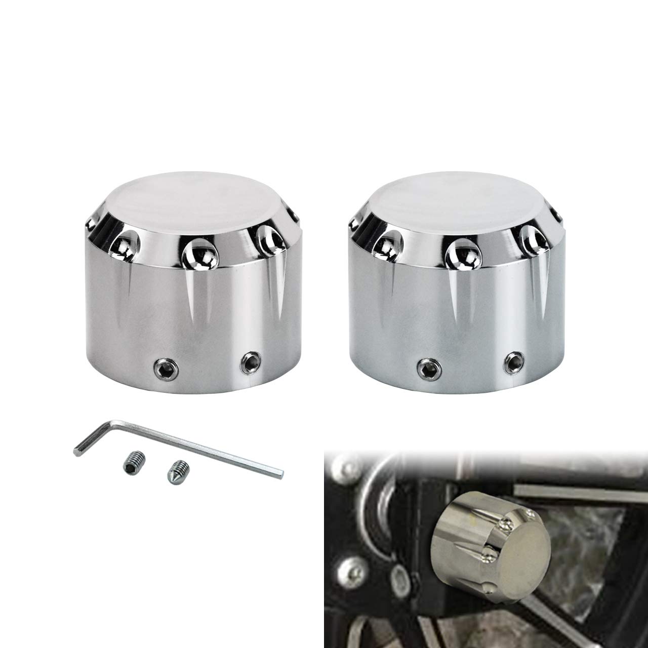 HDBUBALUS 2 Stück Vorderachsmutter Abdeckung Achsenkappen Set passend für Harley Sportster XL 1200 Dyna Softail Fat Boy Touring Street Road Electra Tri Glide Chrom HDBUBALUS 2 Stück Vorderachsmutter Abdeckung Achsenkappen Set passend für Harley Sportster XL 1200 Dyna Softail Fat Boy Touring Street Road Electra Tri Glide Chrom von HDBUBALUS