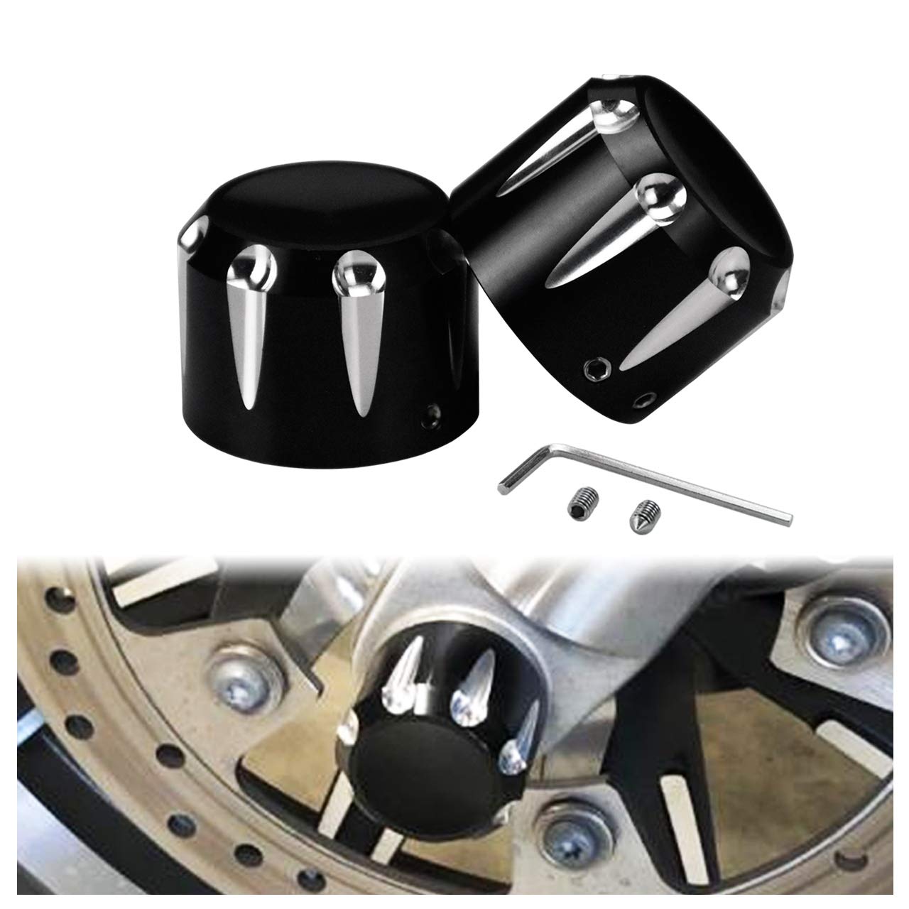 HDBUBALUS 2 Stück Vorderachsmutter Abdeckung Achsenkappen Set passend für Harley Sportster XL 1200 Dyna Softail Fat Boy Touring Street Road Electra Tri Glide schwarz HDBUBALUS 2 Stück Vorderachsmutter Abdeckung Achsenkappen Set passend für Harley Sportster XL 1200 Dyna Softail Fat Boy Touring Street Road Electra Tri Glide schwarz von HDBUBALUS