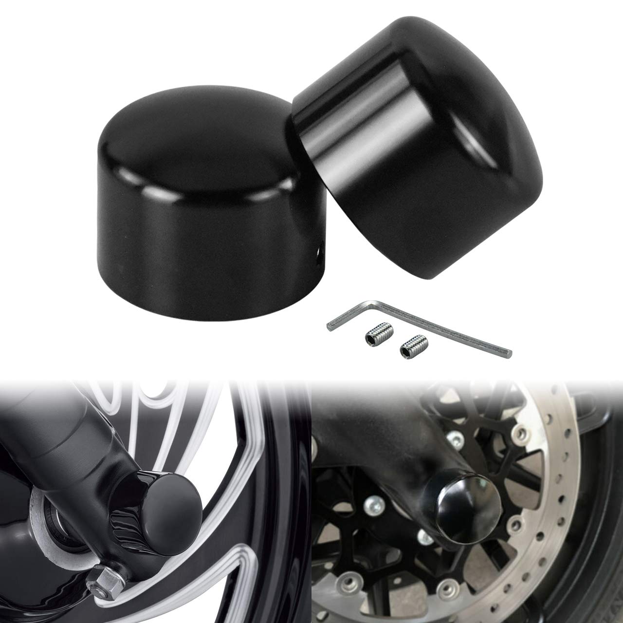 HDBUBALUS 2 x Vorderachsendeckel Set passend für Harley Sportster XL 1200 Dyna Softail Fat Boy Touring Street Road Electra Tri Glide schwarz HDBUBALUS 2 x Vorderachsendeckel Set passend für Harley Sportster XL 1200 Dyna Softail Fat Boy Touring Street Road Electra Tri Glide schwarz von HDBUBALUS