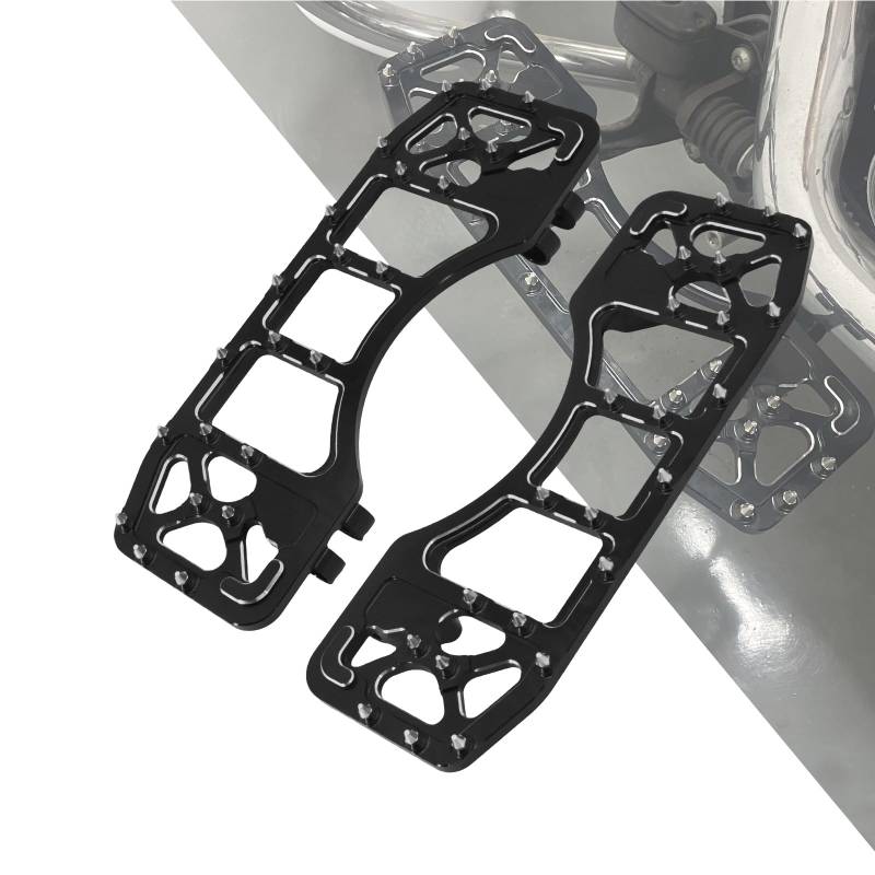 HDBUBALUS CNC-breite Fußrasten, um 360° drehbar, Chopper Bobber, Fußrasten, gedehnte Dielen, passend für Harley Touring Road Glide Softail FLST Dyna FLD, 1 Paar von HDBUBALUS