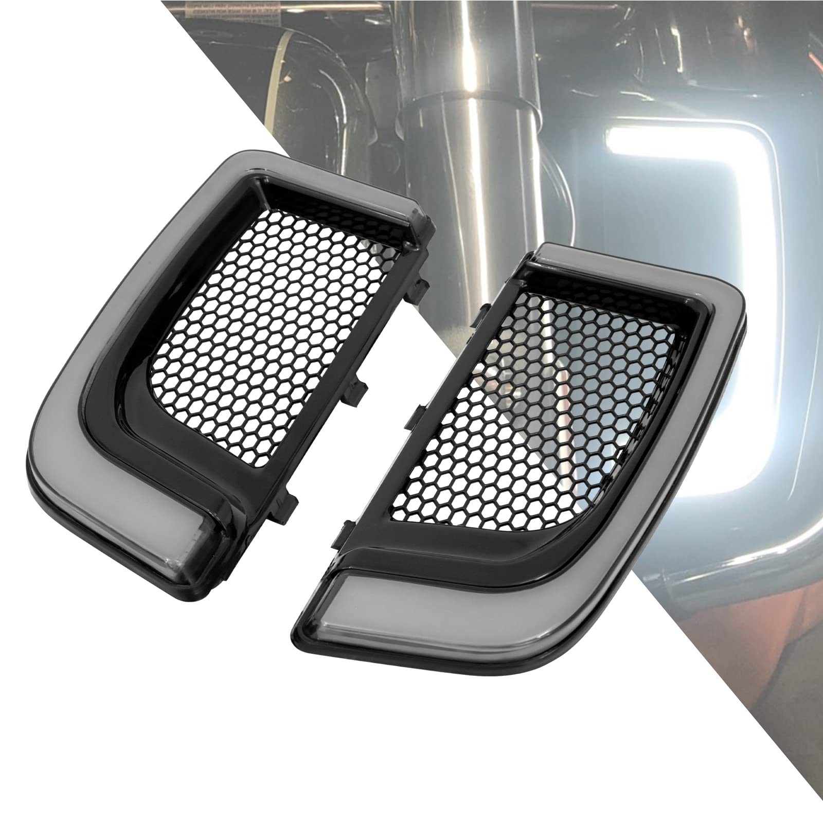 HDBUBALUS Engine Guard Lowers Grills Leg Fairing LED Turn Signal Light Running Light Compatible with Harley Touring Street Glide Road Glide Electra Glide FLHTK FLTRU 2014-2020 HDBUBALUS Engine Guard Lowers Grills Leg Fairing LED Turn Signal Light Running Light Compatible with Harley Touring Street Glide Road Glide Electra Glide FLHTK FLTRU 2014-2020 von HDBUBALUS