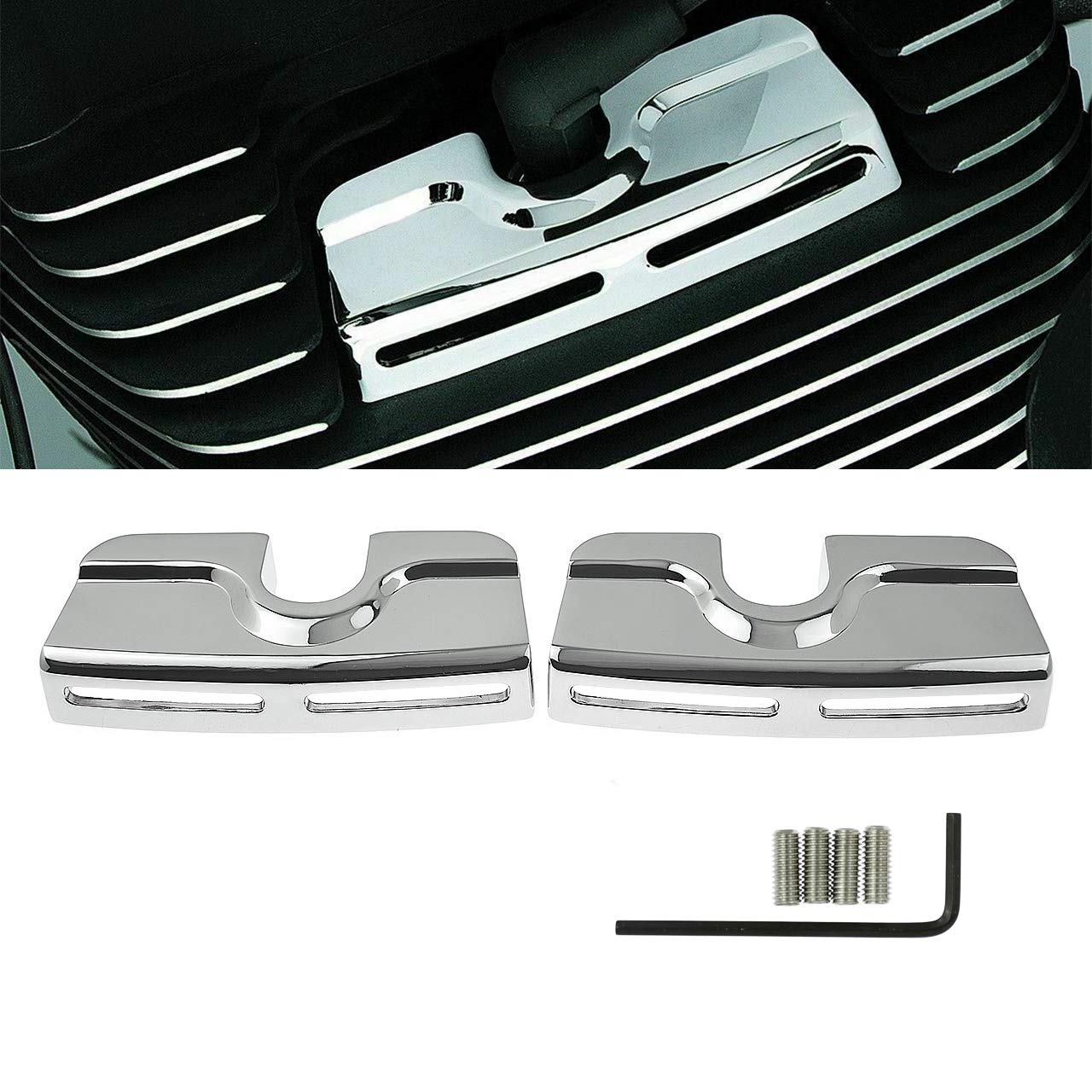 HDBUBALUS Left&Right Chrome Spark Plug Head Bolt Covers Fit for Harley Dyna Softail Touring Twin Cam 1999-2017 von HDBUBALUS