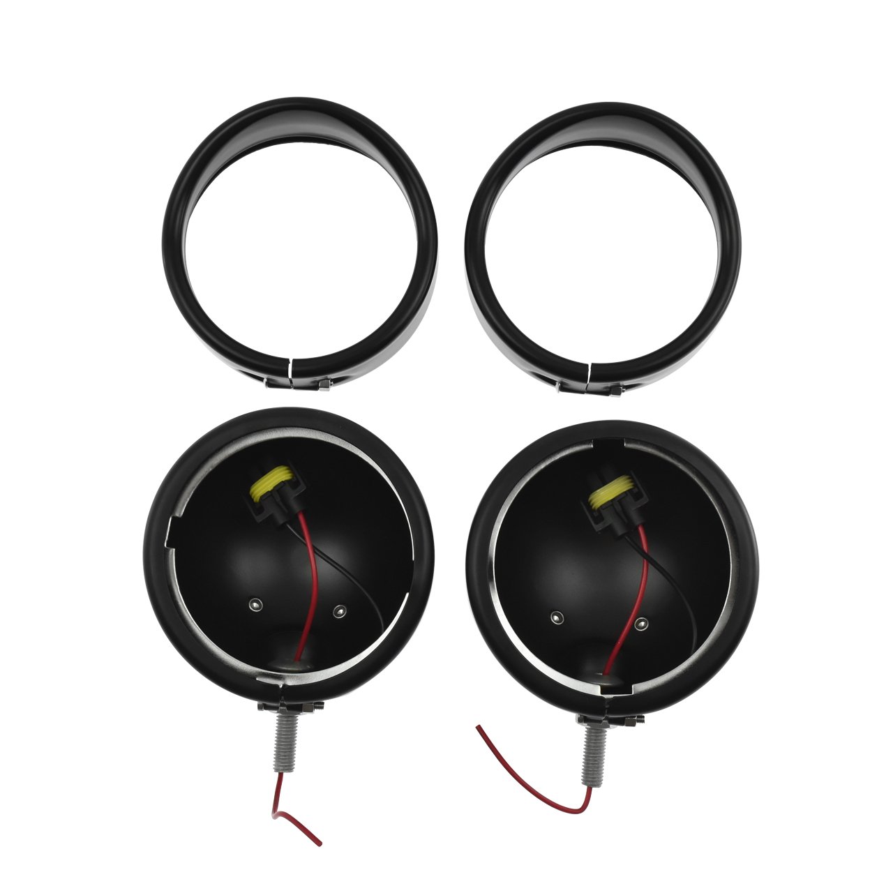 HDBUBALUS Motorcycle Set of Fog Lights 4.5 inch Fog Lamp Housing with 4.5" Trim Ring Fit for Harley Black HDBUBALUS Motorcycle Set of Fog Lights 4.5 inch Fog Lamp Housing with 4.5" Trim Ring Fit for Harley Black von HDBUBALUS