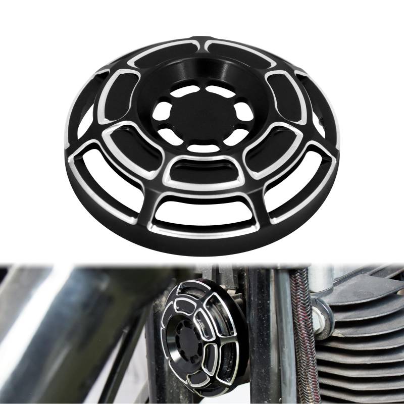 HDBUBALUS CNC-Schnitt Motorrad-Hupenabdeckung, Front-Lautsprecherkappe, Runde Hupe für Harley Sportster XL ab 1996, Schwarz von HDBUBALUS