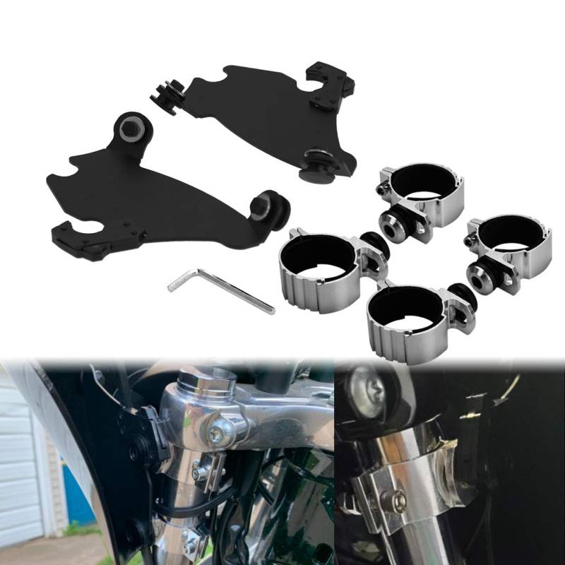 HDBUBALUS Scheinwerfer Gauntlet Verkleidung Trigger Lock Mounts 49mm für Dyna Street Bob Super Glide FXDB FXDC 2007-2017 von HDBUBALUS
