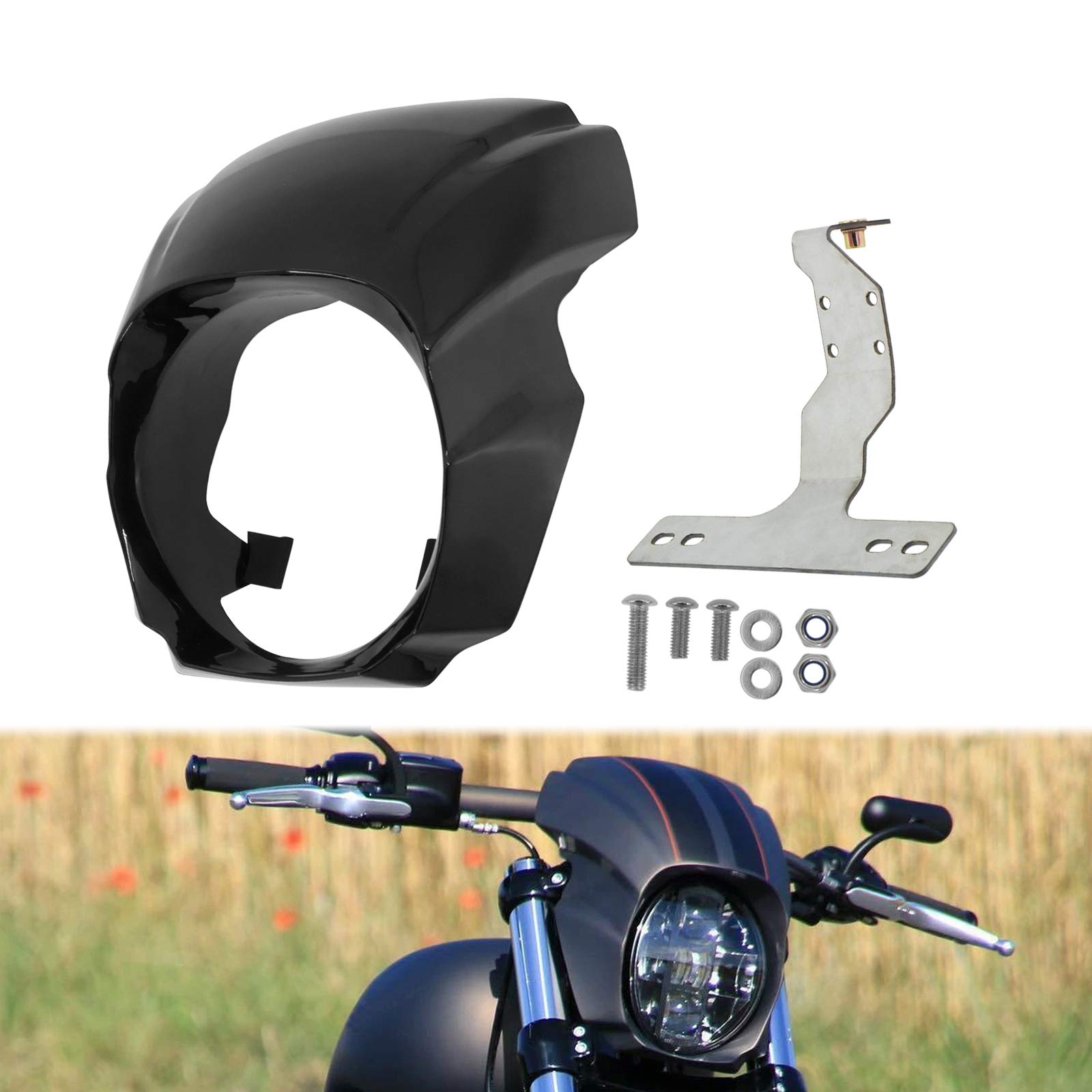 HDBUBALUS Scheinwerferverkleidung, passend für Harley Softail Breakout 2018–2020, schwarz glänzend von HDBUBALUS