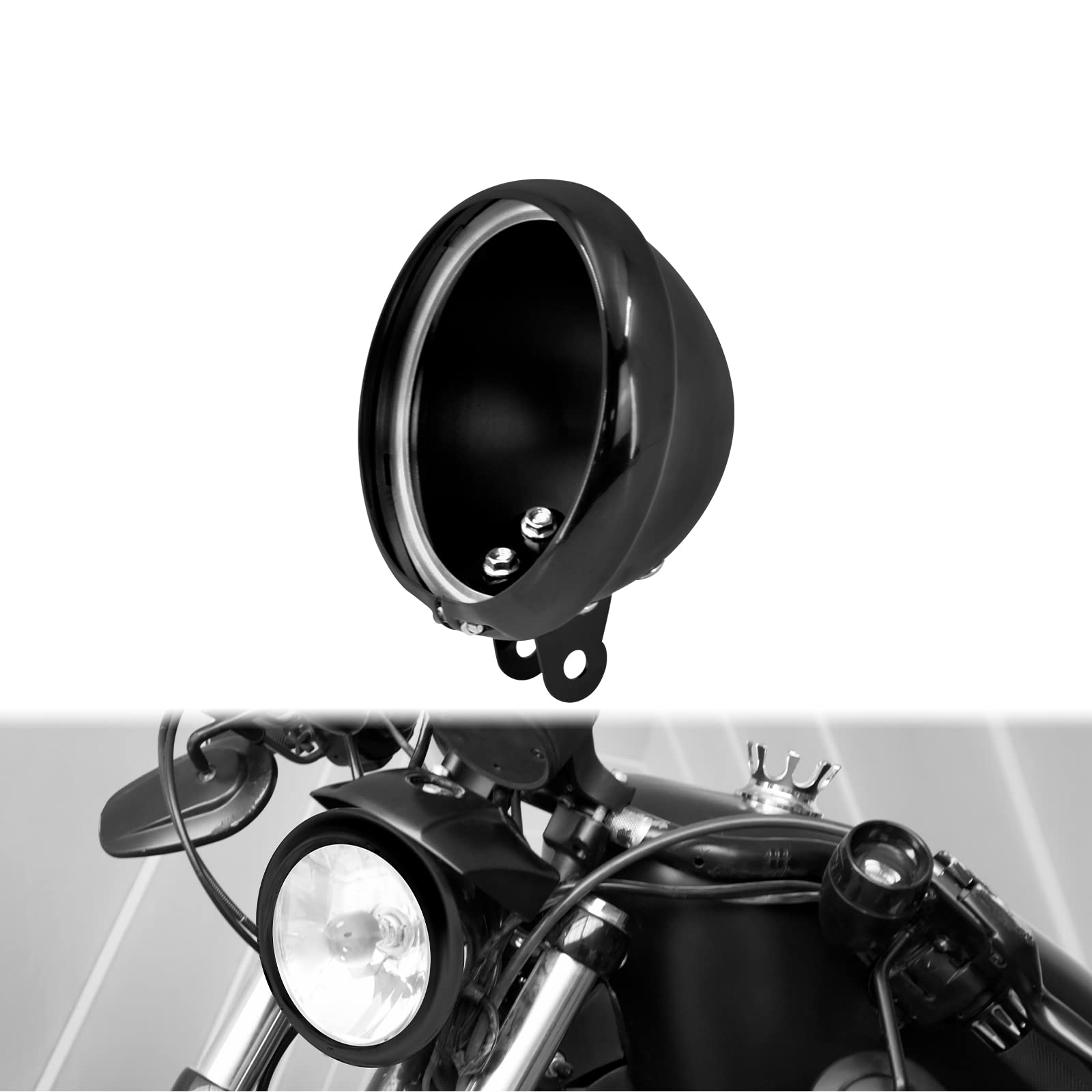 HDBUBALUS Schwarze Motorrad-Scheinwerferabdeckung, 14,6 cm, schwarz, für Harley Sportster Softail Dyna von HDBUBALUS