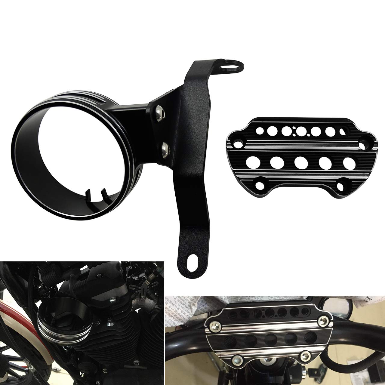 HDBUBALUS Speedometer Relocation Mount Bracket Instrument Bracket Fit for Harley Sportster XL883 Custom Low 1200 CNC Aluminum 883 2004-2020 von HDBUBALUS