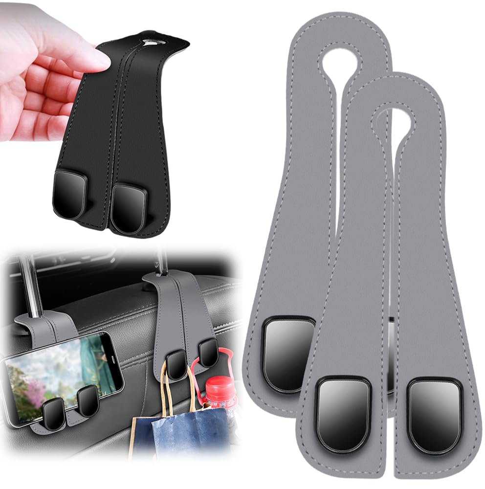 2er-Pack Haken for die Kopfstütze im Auto – Robuster Organizer for die Rückenlehne, multifunktionaler Aufbewahrungsbügel mit Getränkehalter(Gray#2Pcs) von HDSDVNON