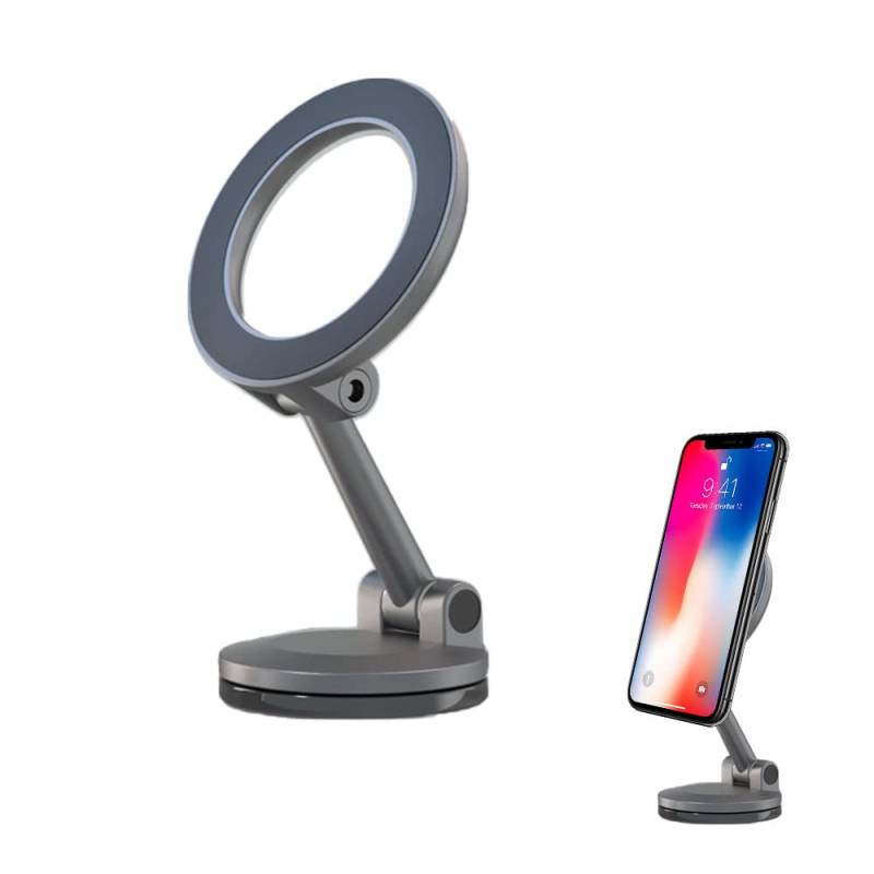 360° magnetische Autotelefonhalterung - Faltbare Armaturenbretthalterung aus Legierung mit ultrastarkem Griff, universelle Passform(A-Gray) von HDSDVNON