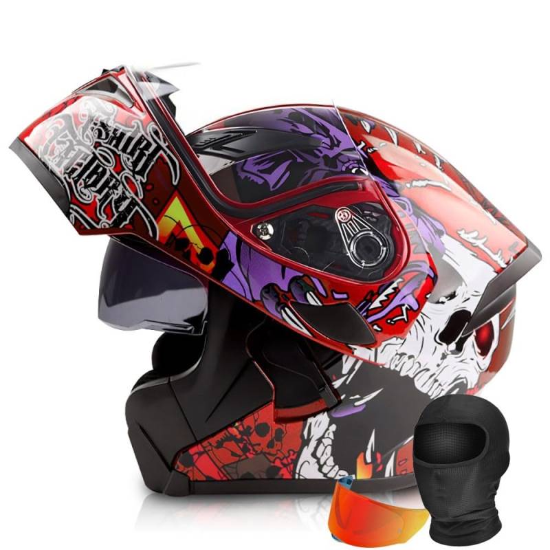 HDSDVNON DOT-zertifizierter Modularer Motorradhelm – Integral-Klappdesign Mit Antibeschlagvisier For Männer Und Frauen(#10,L59~60CM) von HDSDVNON