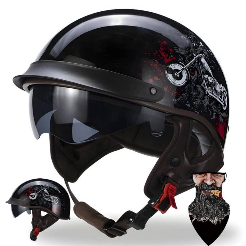 HDSDVNON Deutscher Retro-Halbschalenhelm – Schnellverschluss und offenes Design, federoptimierter Luftstrom for Cruiser-/Fahrradfahrten(#5,L57~58CM) von HDSDVNON