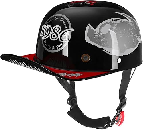 HDSDVNON Retro-Baseballkappen-Motorradhelm - Damen-Halbhelm-Design Mit Eingebauter Sonnenschutzlinse (Radfahren Im Frühling Und Sommer)(2,S) von HDSDVNON