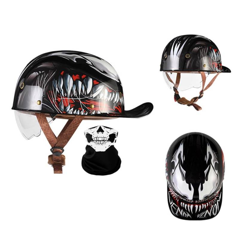 HDSDVNON Rollerhelm Im Vintage-Baseballkappen-Stil – Deutsch Inspirierter Halbhelm Mit Offenem Gesicht Und Sonnenblende For Männer Und Frauen(C,L) von HDSDVNON