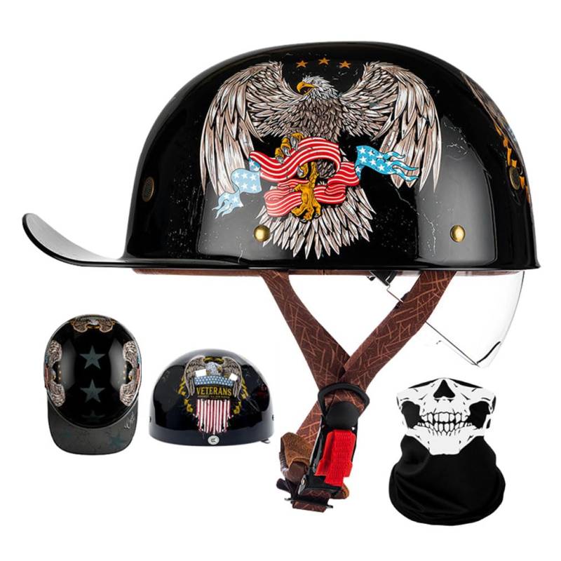 HDSDVNON Rollerhelm Im Vintage-Baseballkappen-Stil – Deutsch Inspirierter Halbhelm Mit Offenem Gesicht Und Sonnenblende For Männer Und Frauen(V,M) von HDSDVNON