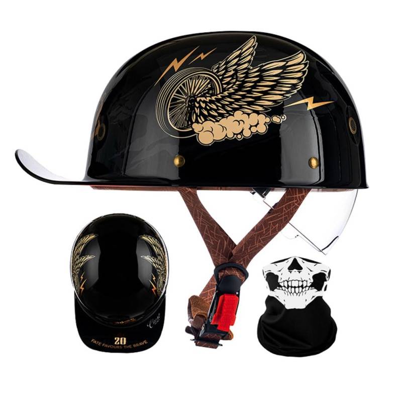 HDSDVNON Rollerhelm Im Vintage-Baseballkappen-Stil – Deutsch Inspirierter Halbhelm Mit Offenem Gesicht Und Sonnenblende For Männer Und Frauen(X,L) von HDSDVNON