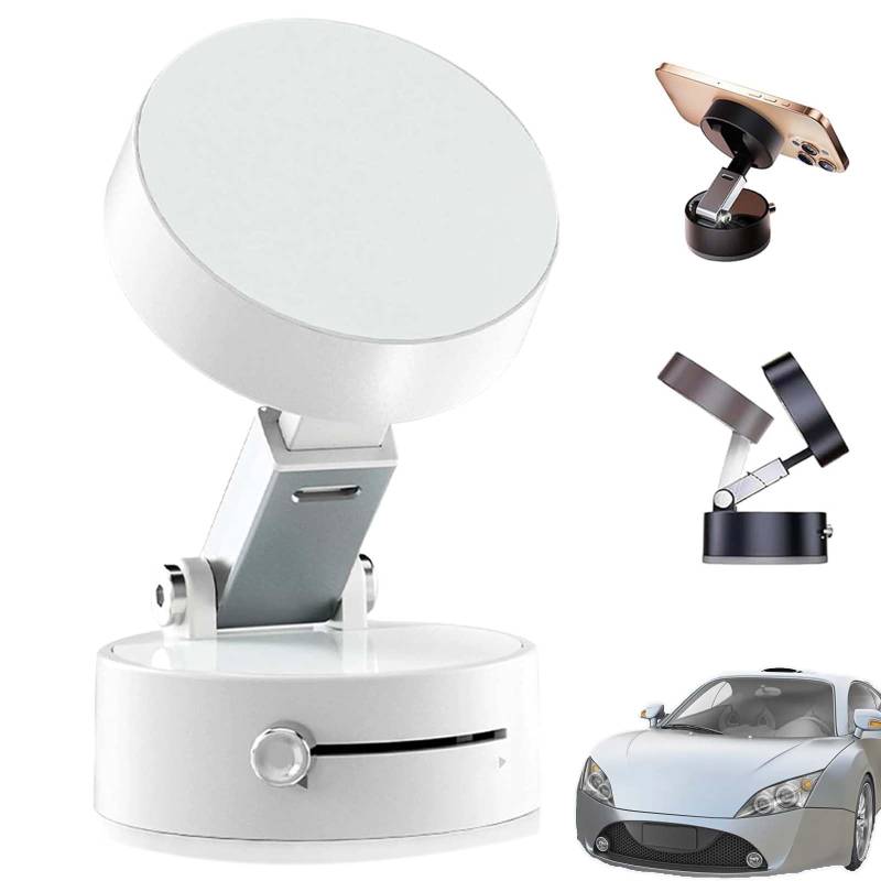 Magnetischer Vakuum-Telefonhalter – 360° drehbares und faltbares Design, starker Saugnapf fürs Auto, universelle Telefonkompatibilität(White) von HDSDVNON