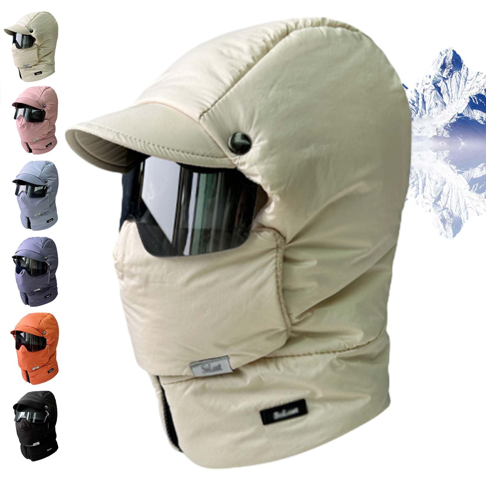 Ski-Set – Winddichte Sturmhaube mit vollständiger Abdeckung und Antibeschlag-Schutzbrille (2er-Pack) for extreme Kälte(Beige) von HDSDVNON
