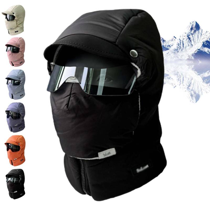 Ski-Set – Winddichte Sturmhaube mit vollständiger Abdeckung und Antibeschlag-Schutzbrille (2er-Pack) for extreme Kälte(Black) von HDSDVNON