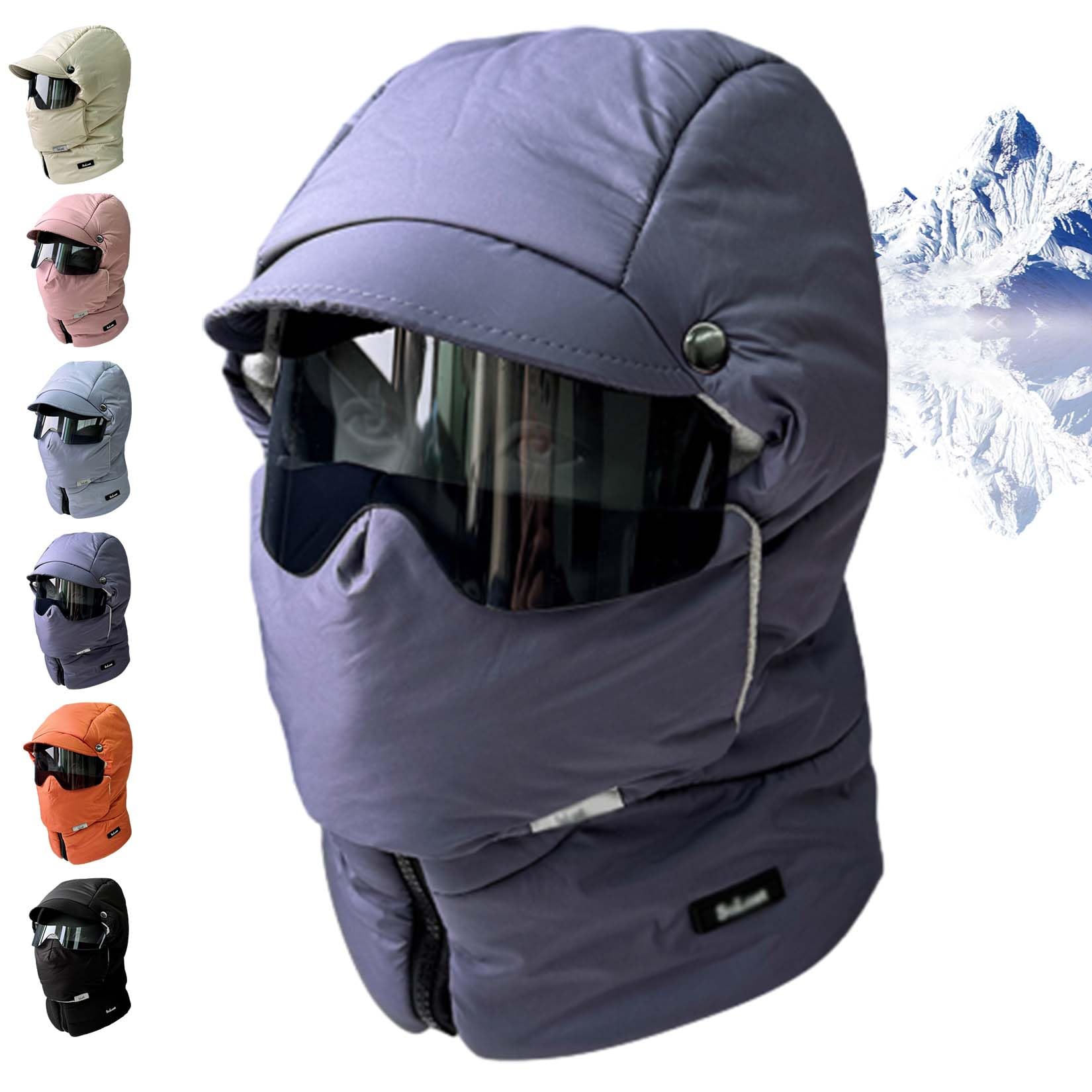 Ski-Set – Winddichte Sturmhaube mit vollständiger Abdeckung und Antibeschlag-Schutzbrille (2er-Pack) for extreme Kälte(Gray) von HDSDVNON