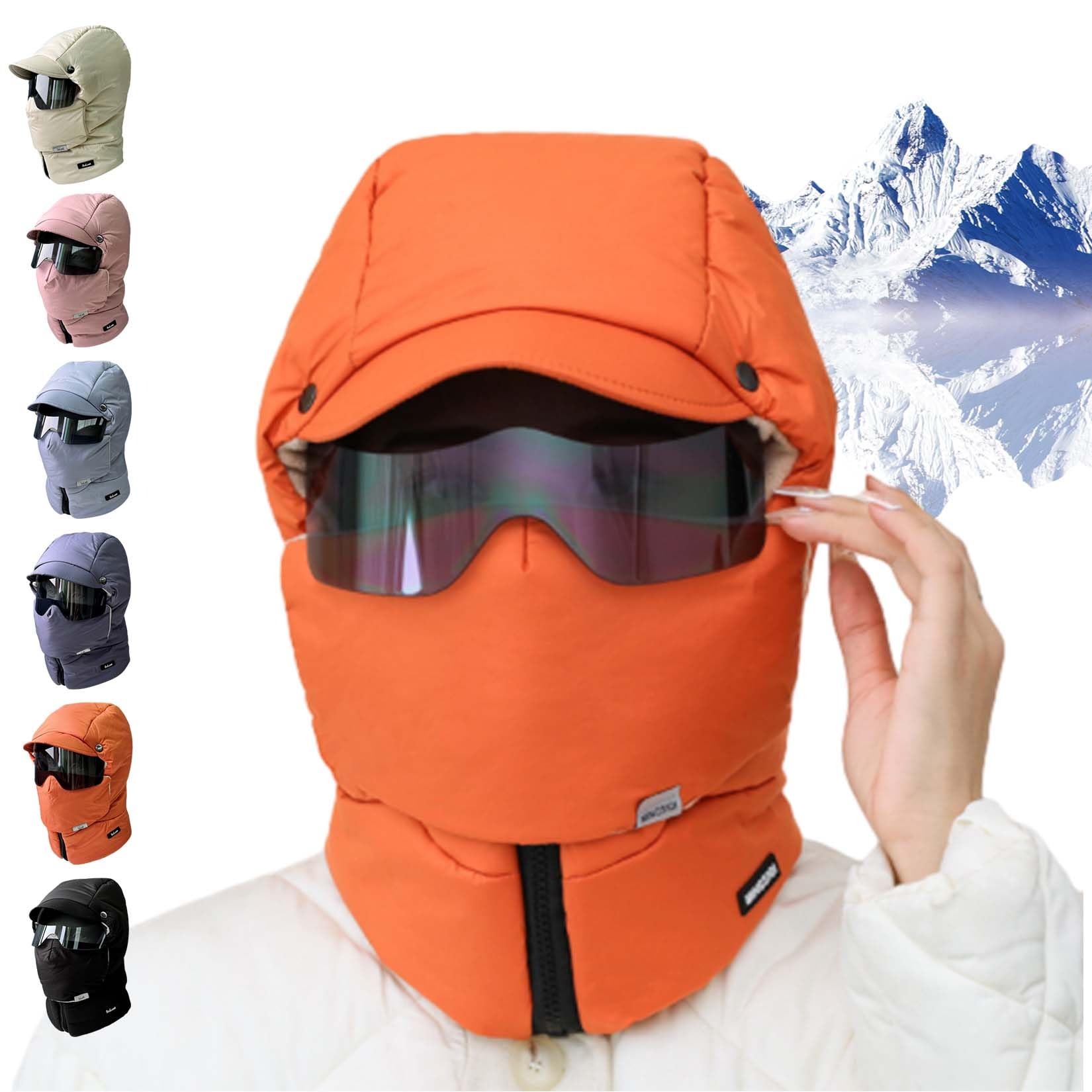 Ski-Set – Winddichte Sturmhaube mit vollständiger Abdeckung und Antibeschlag-Schutzbrille (2er-Pack) for extreme Kälte(Orange) von HDSDVNON