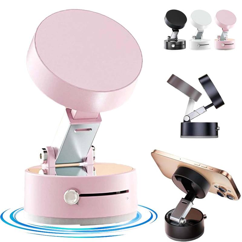 Vakuum-Magnet-Telefonhalter – 360° Verstellbarer Klappständer mit starker Saugkraft – sicherer Halt for alle Smartphones(Pink) von HDSDVNON