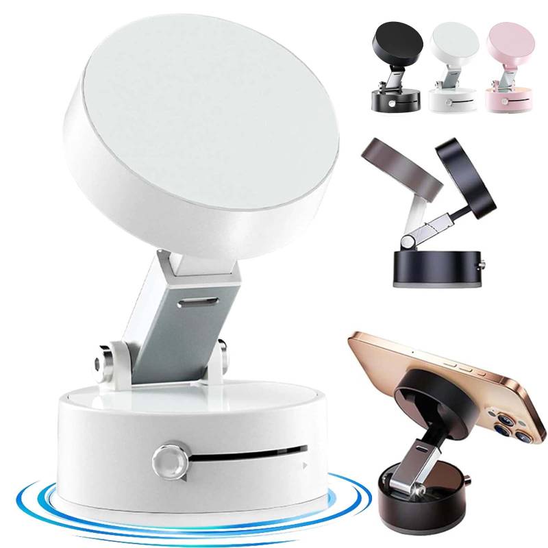 Vakuum-Magnet-Telefonhalter – 360° Verstellbarer Klappständer mit starker Saugkraft – sicherer Halt for alle Smartphones(White) von HDSDVNON