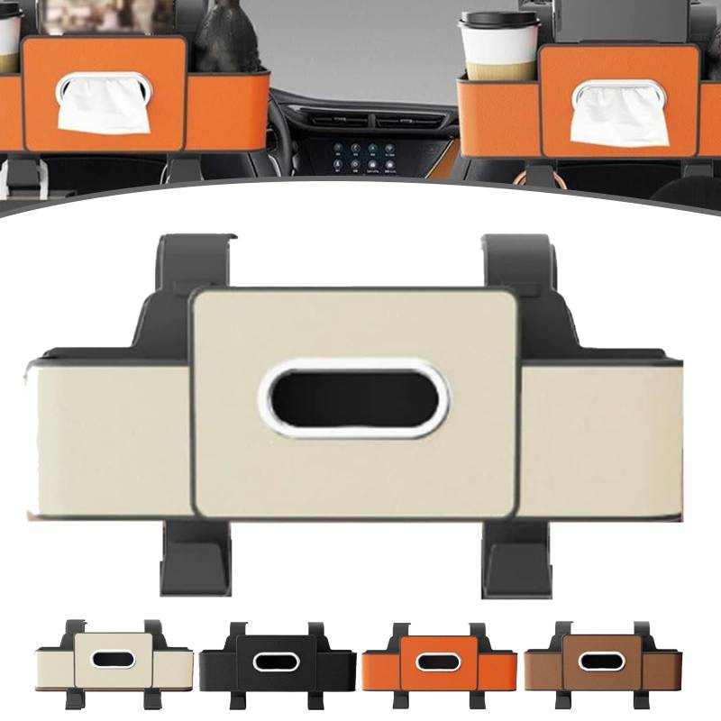 Wasserdichter Autositz-Rückenlehnen-Organizer – Universelle Aufbewahrungstasche mit 2 Getränkehaltern, Multi-Taschen-Design for SUVs, LKWs und Limousinen(Beige) von HDSDVNON